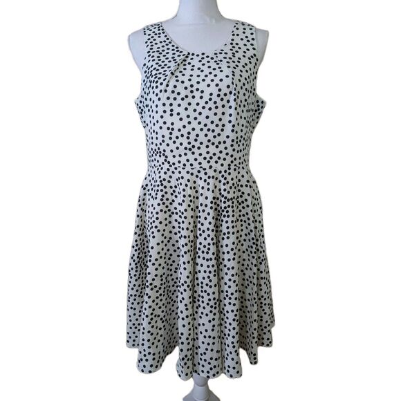41 Hawthorn Dresses & Skirts - 41 Hawthorn Dress Womens L White Black Polka Dot Fit Flare Party Sleeveless